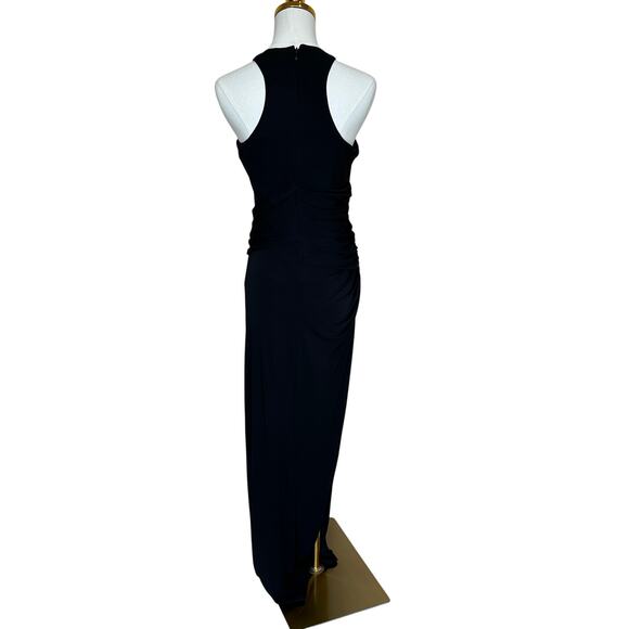 Halston Black Tank Gown Size 8 Cocktail Bodycon Halter Chic Maxi Dress $545 Flaw - Picture 8 of 10